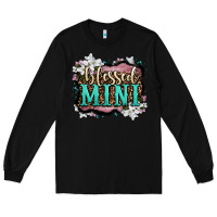 Black blessed mini Long Sleeve Tee - OliviaCreatesArt