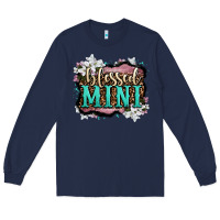 Navy blessed mini Long Sleeve Tee - OliviaCreatesArt
