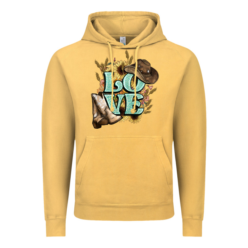 Love Boots Hat Western Cowboy Vintage Hoodie by HowdyJamesFarm | Teevron