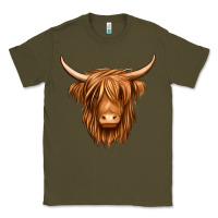 Army Green long haired cow Classic Tee - Jasminsmagicworld