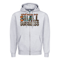 Heather Grey minding my own small business Zipper Hoodie - RacoonDesign