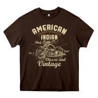 Chocolate Brown Retro Vintage American Motorcycle Indian for Old Biker Heavy Core Tee - trangStudio