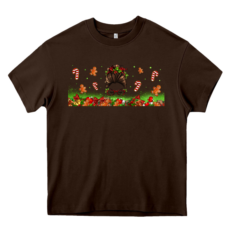 Christmas Mama Messy Bun Heavy Core Tee by Jasminsmagicworld | Teevron