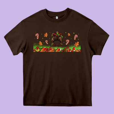 Christmas Mama Messy Bun Heavy Core Tee Designed By Jasminsmagicworld