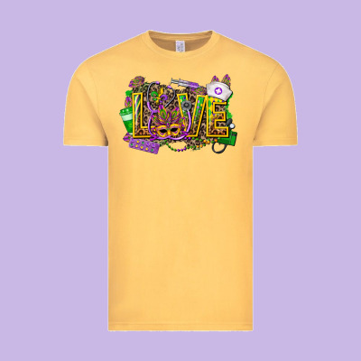 Mardi Gras Love Nurse Vintage Tee Designed By Cowgirlartshop