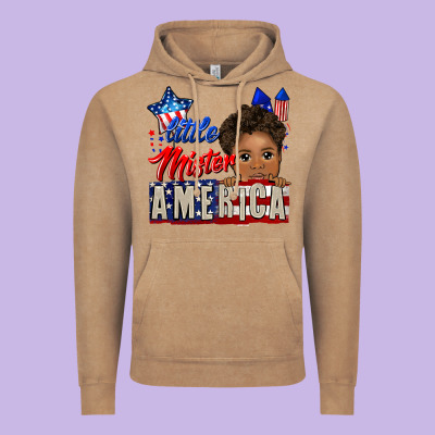 Little Mister America Black Boy Vintage Hoodie Designed By Cowgirlartshop