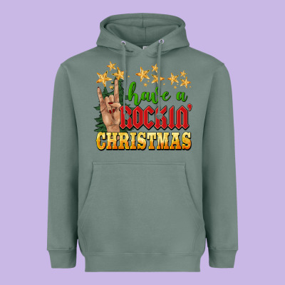Have A Rockin Christmas Heavyweight Hoodie Designed By Barkaloodesign