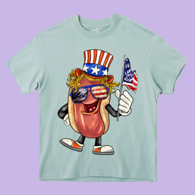 4th Of July Hot Dog Heavy Core Tee Designed By Barkaloodesign