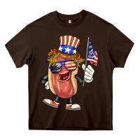 Chocolate Brown 4th of july hot dog Heavy Core Tee - BarkalooDesign