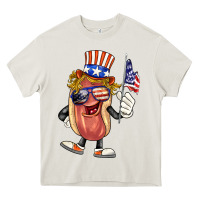 Cream 4th of july hot dog Heavy Core Tee - BarkalooDesign