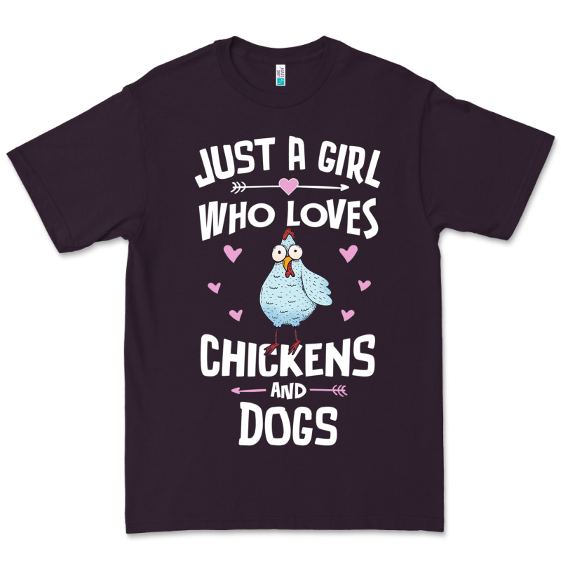 Just A Girl Who Loves Chickens And Dogs Gift Women Premium Tee by trangStudio | Teevron