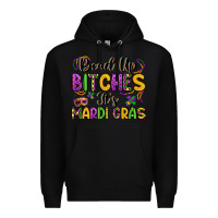 Black bead up bitches it s mardi gras Premium Hoodie - LillyAllenDesigns