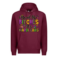 Burgundy bead up bitches it s mardi gras Premium Hoodie - LillyAllenDesigns