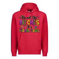 Cardinal bead up bitches it s mardi gras Premium Hoodie - LillyAllenDesigns