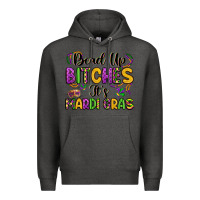 Charcoal Heather bead up bitches it s mardi gras Premium Hoodie - LillyAllenDesigns
