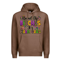 Chestnut bead up bitches it s mardi gras Premium Hoodie - LillyAllenDesigns