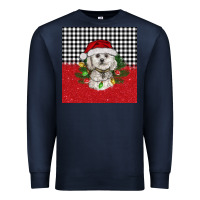 Navy Christmas Bichon frise dog Premium Sweatshirt - BarkalooDesign