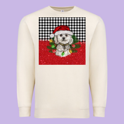 Christmas Bichon Frise Dog Premium Sweatshirt Designed By Barkaloodesign