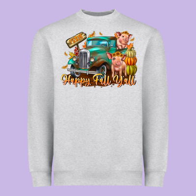Farm Happy Fall Y'all Heavyweight Sweatshirt Designed By Cowhidedigitalart