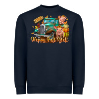 Navy Farm Happy Fall Y'all Heavyweight Sweatshirt - CowhideDigitalArt