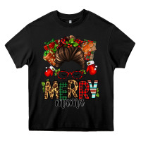 Black Christmas merry mama messy bun Heavy Core Tee - Jasminsmagicworld