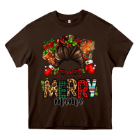 Chocolate Brown Christmas merry mama messy bun Heavy Core Tee - Jasminsmagicworld