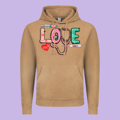 Love Nursing Vintage Hoodie Designed By Cowgirlartshop