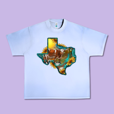 Western Texas Map With Longhorn Bull Urban Heavy Tee Designed By Ranaportraitstore