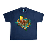 Navy western texas map with longhorn bull Urban Heavy Tee - RanaPortraitStore