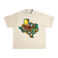 Sandshell western texas map with longhorn bull Urban Heavy Tee - RanaPortraitStore