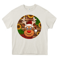 Cream cute reindeer head Christmas Heavy Core Tee - Jasminsmagicworld
