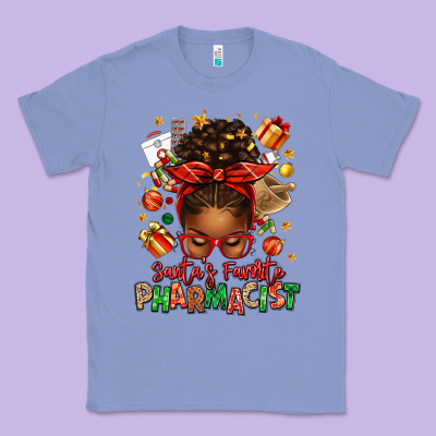 Santas Favorite Pharmacist Afro Messy Bun Classic Tee Designed By Texasbilliewilder