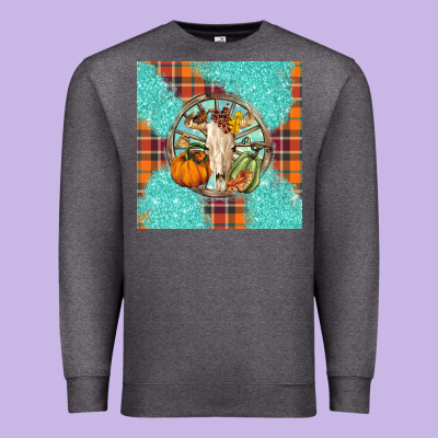 Fall Bull Skull Premium Sweatshirt Designed By Barkaloodesign