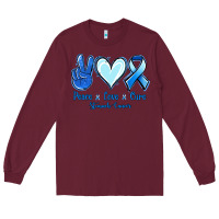 Burgundy Peace Love Cure Stomach Cancer Long Sleeve Tee - Jasminsmagicworld