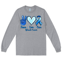 Heather Grey Peace Love Cure Stomach Cancer Long Sleeve Tee - Jasminsmagicworld