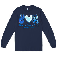 Navy Peace Love Cure Stomach Cancer Long Sleeve Tee - Jasminsmagicworld