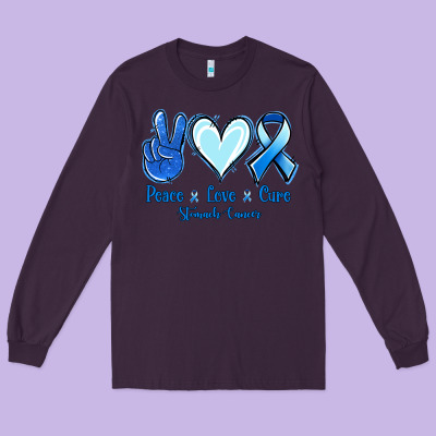 Peace Love Cure Stomach Cancer Long Sleeve Tee Designed By Jasminsmagicworld