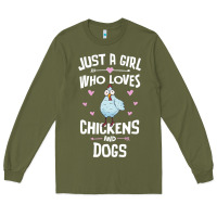 Army Green Just A Girl Who Loves Chickens And Dogs Gift Women Long Sleeve Tee - trangStudio