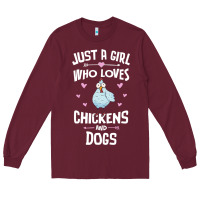 Burgundy Just A Girl Who Loves Chickens And Dogs Gift Women Long Sleeve Tee - trangStudio