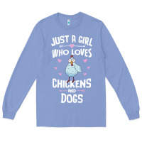 Colony Blue Just A Girl Who Loves Chickens And Dogs Gift Women Long Sleeve Tee - trangStudio