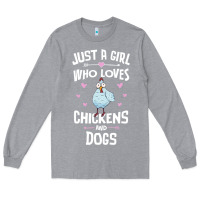 Heather Grey Just A Girl Who Loves Chickens And Dogs Gift Women Long Sleeve Tee - trangStudio