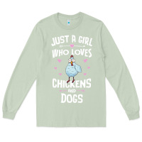 Matcha Just A Girl Who Loves Chickens And Dogs Gift Women Long Sleeve Tee - trangStudio