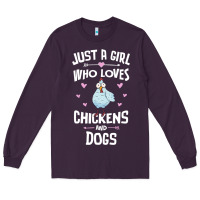 Just A Girl Who Loves Chickens And Dogs Gift Women Long Sleeve Tee | Teevron