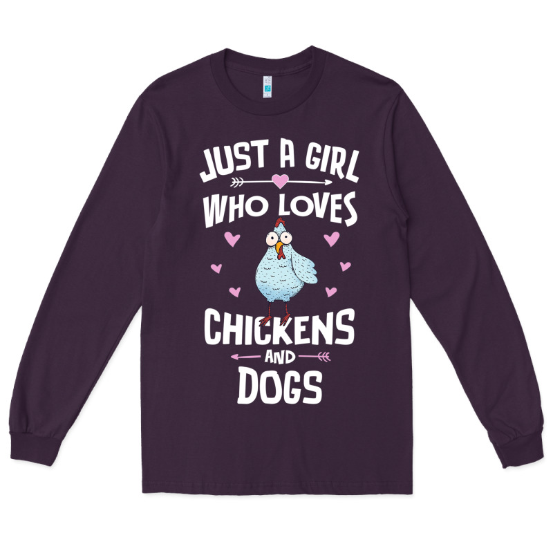 Just A Girl Who Loves Chickens And Dogs Gift Women Long Sleeve Tee by trangStudio | Teevron
