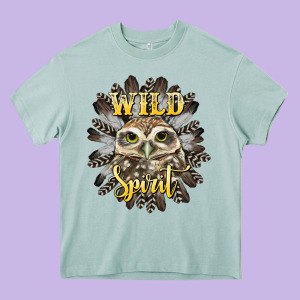 Wild Spirit Owl Heavy Core Tee Designed By Barkaloodesign
