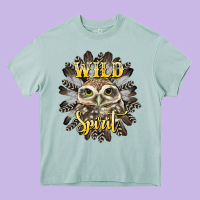 Wild Spirit Owl Heavy Core Tee Designed By Barkaloodesign