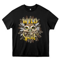 Black wild spirit owl Heavy Core Tee - BarkalooDesign