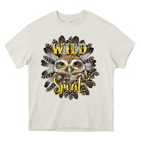 Cream wild spirit owl Heavy Core Tee - BarkalooDesign