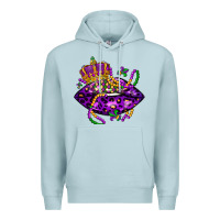 Blue Mist mardi gras lips Premium Hoodie - LillyAllenDesigns