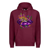 Burgundy mardi gras lips Premium Hoodie - LillyAllenDesigns